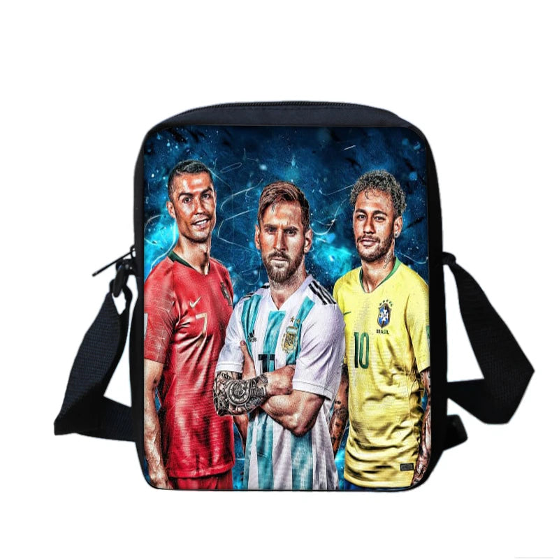 3 pcs set Football Star Child School Backpack with Lunch Bags Pencil Bags School Bags For M-Messis Boys Girls Best Gift