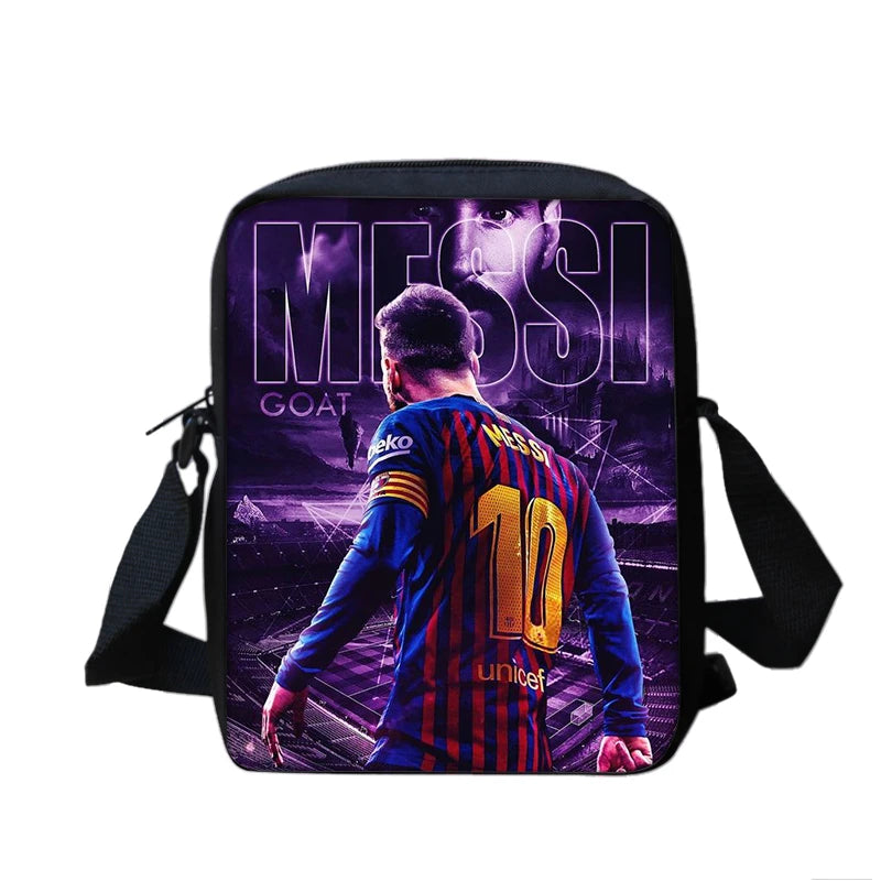 3 pcs set Football Star Child School Backpack with Lunch Bags Pencil Bags School Bags For M-Messis Boys Girls Best Gift