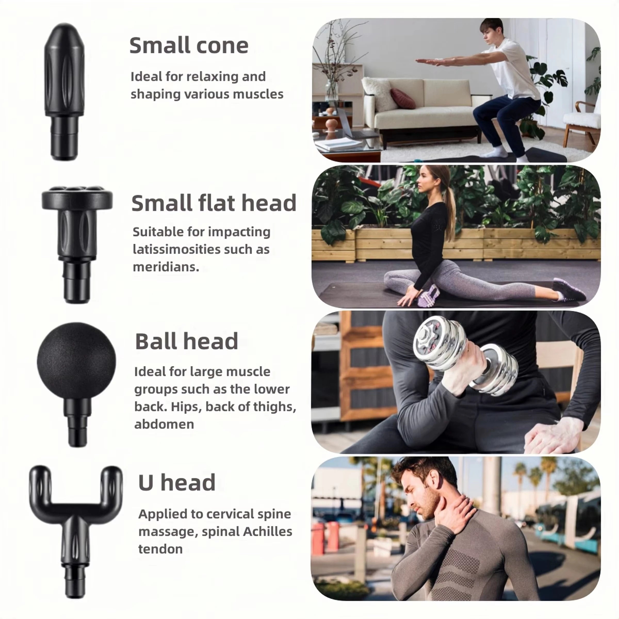 Portable Fascia Massage Gun Deep Tissue Massager Body Muscle Relaxation with LED Touch Screen 4 Replaceable Massage Heads