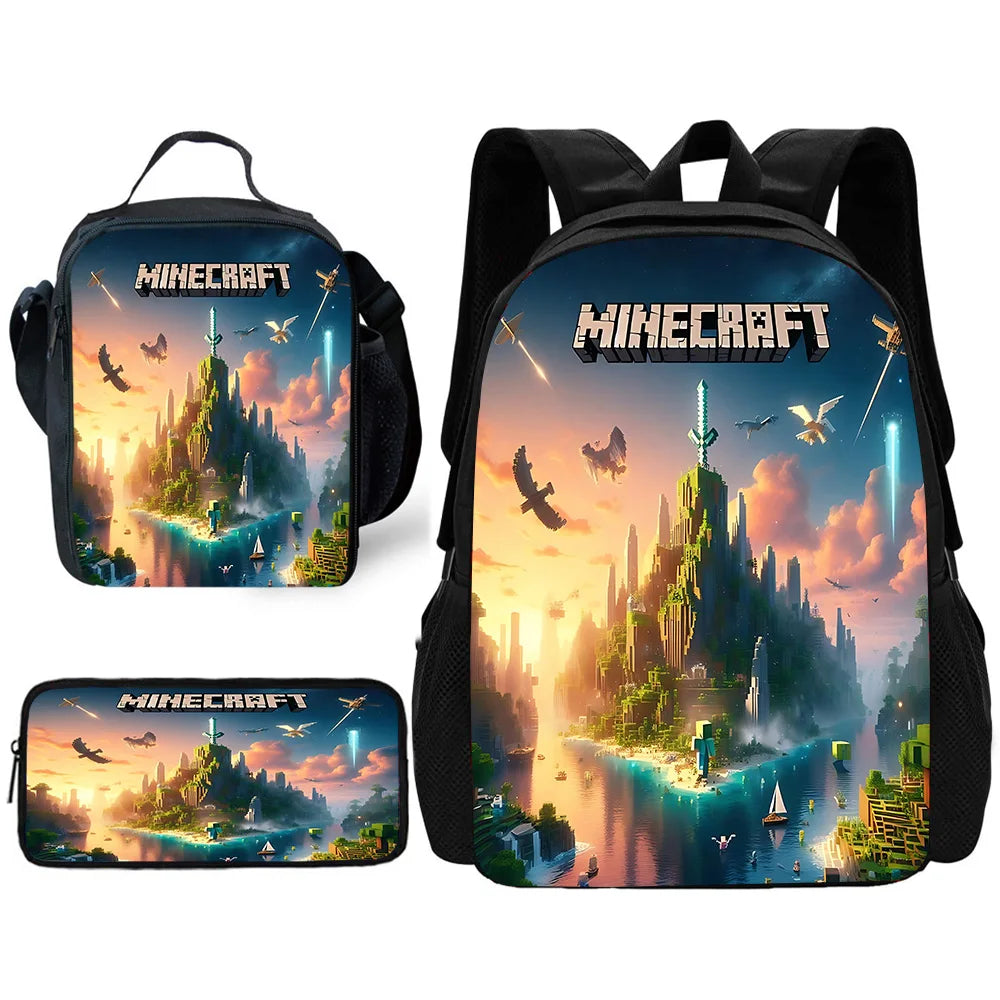 Child School Cartoon For M-My W-Worlds Backpack with Lunch Bags ,Pencil Bags ,School Bags for Boys Girls Best Gift