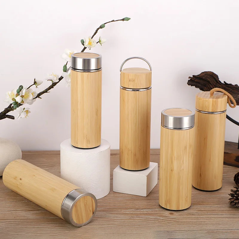 Bamboo Thermos Insulated Mup Creative Bamboo Insulated Water Bottle Heated Travel Cup Office Cup
