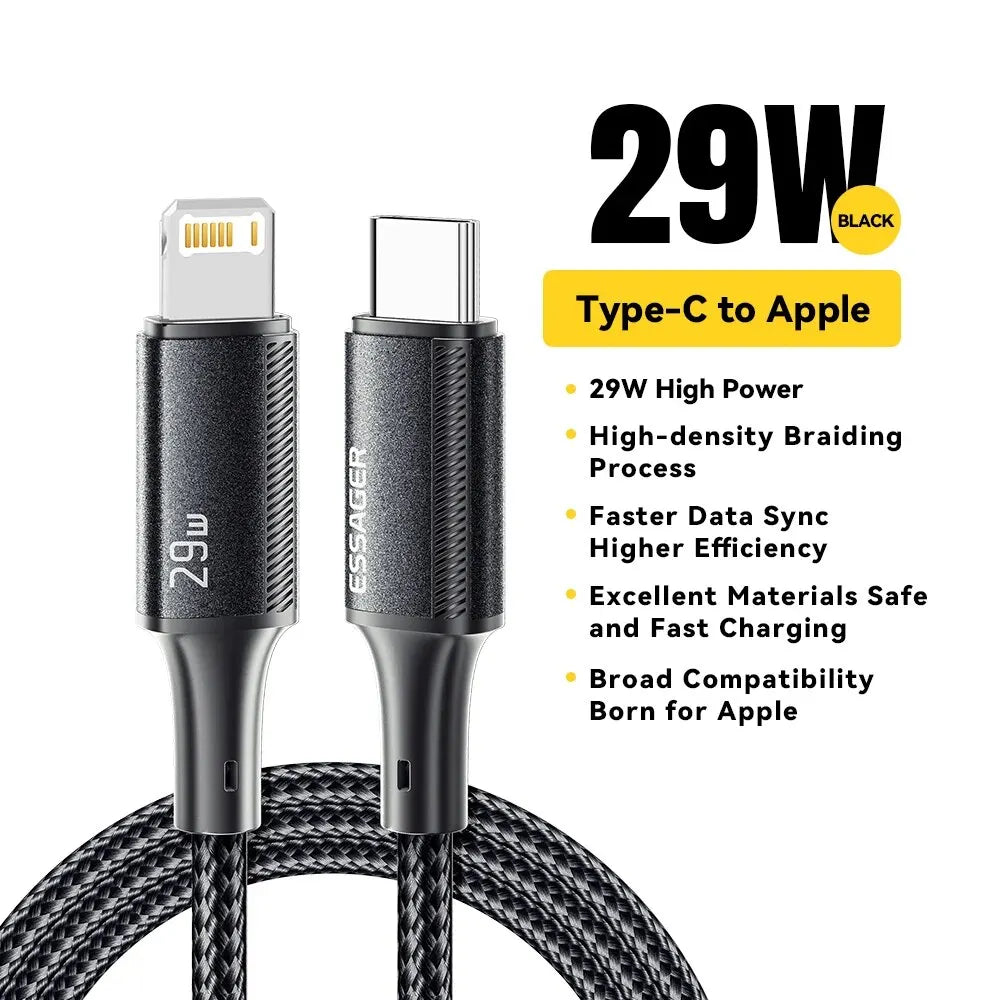 Type C Cable For iPhone 14 13 12 11 Pro Max XS Xr PD 29W Fast Charge Charger Lightning Wire Cord For iPad Macbook