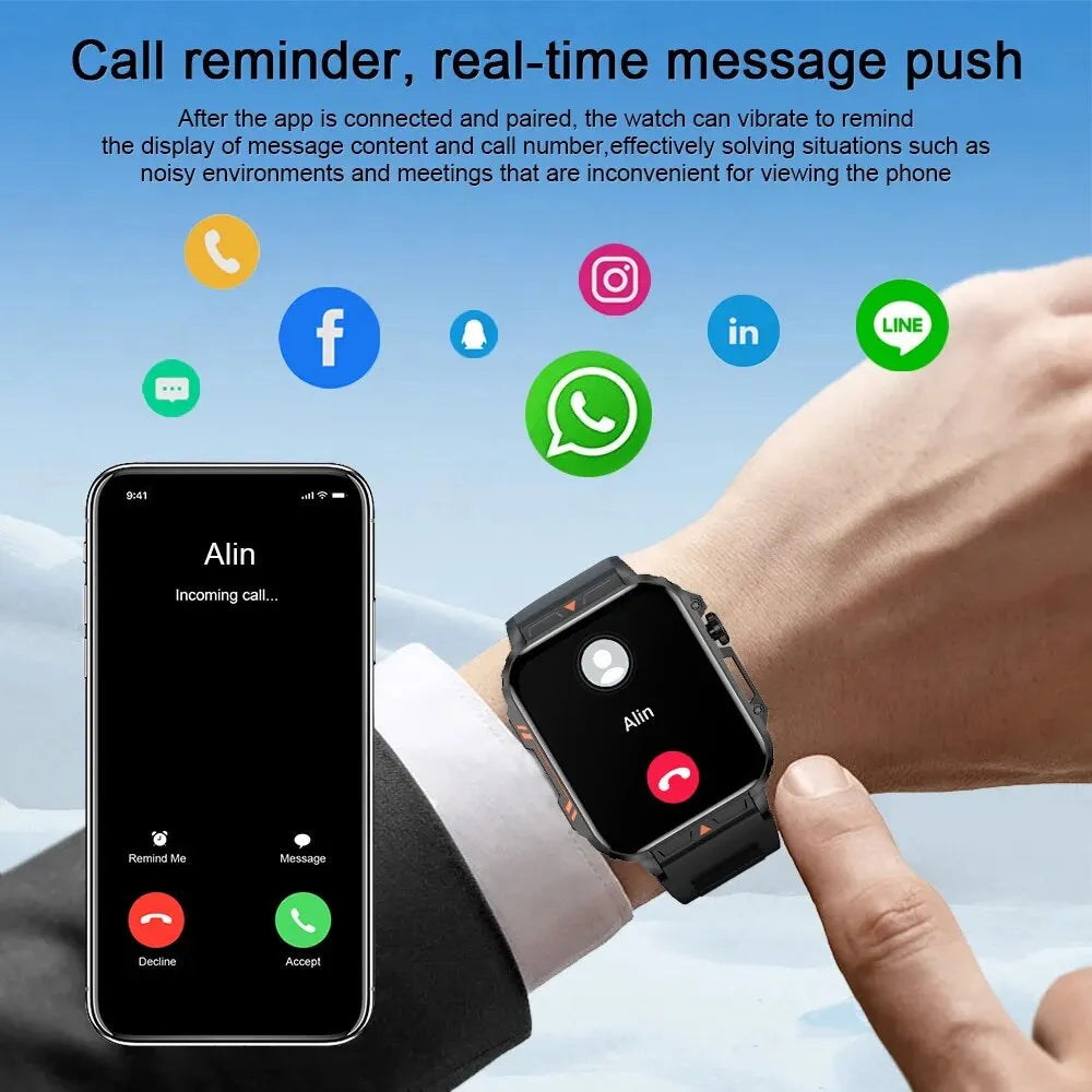 Smartwatch 1.95 Inch Screen Health Monitoring Watches IP68 Waterproof Sport Fitness Smart Watch For Men Women Reloj Hombre