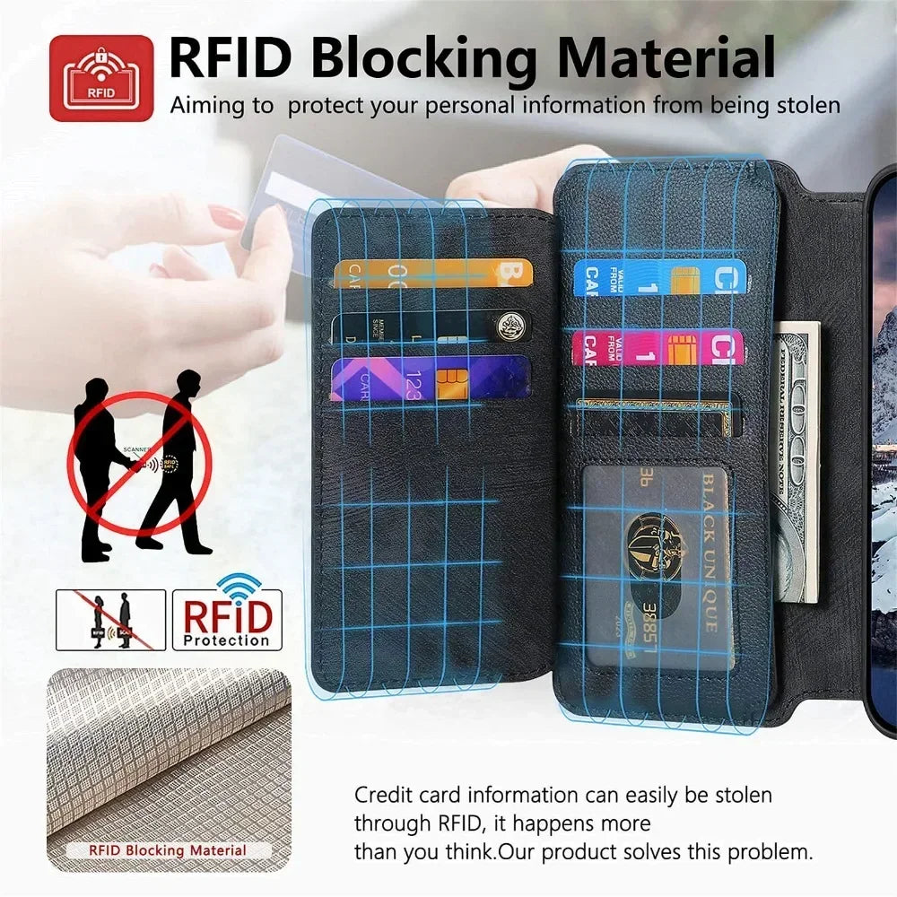 2 in 1 Detachable Wallet Phone Case - iPhone 16 15 14 Plus 13 12 11 Pro  & XS Max XR 7 8 Plus