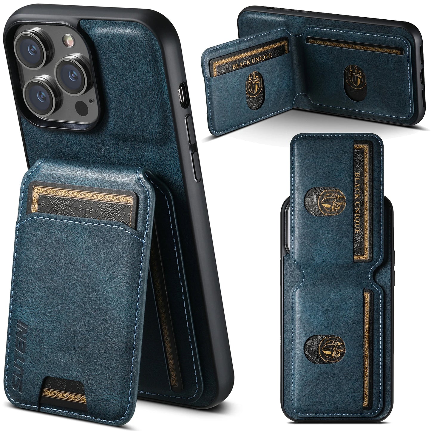 Luxury Leather Magnetic Case & Wallet - iPhone X XS XR 11 12 13 14 15 Plus 16 Pro Max