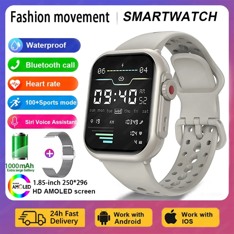 For Apple Watch Ultra 2 1000 mAh Smart Watch Men Women 1.85-inch HD Full Touch Screen IP68 Waterproof Bluetooth Call Smartwatch