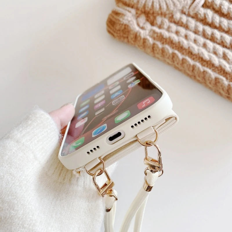 Leather Wallet Card Strap Case - Samsung Galaxy S25 Ultra S24 FE S23 Plus S22 S21 S20 Note 20