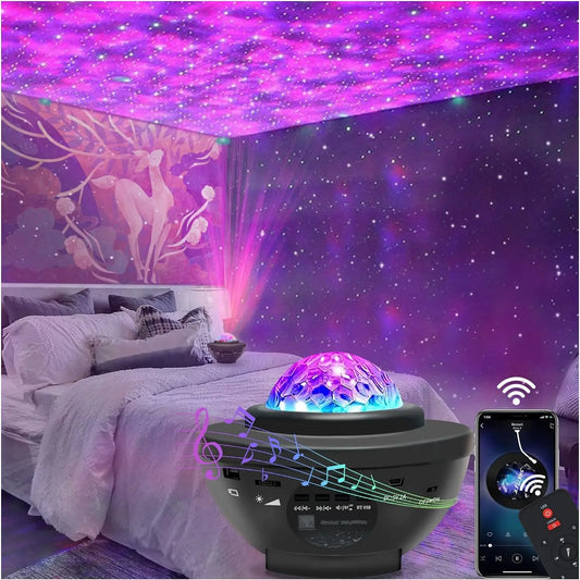 Galaxy Star Projector Bluetooth Speakers Night Light Timer Remote Control Room Decor LED Night Lights for Bedroom Decor