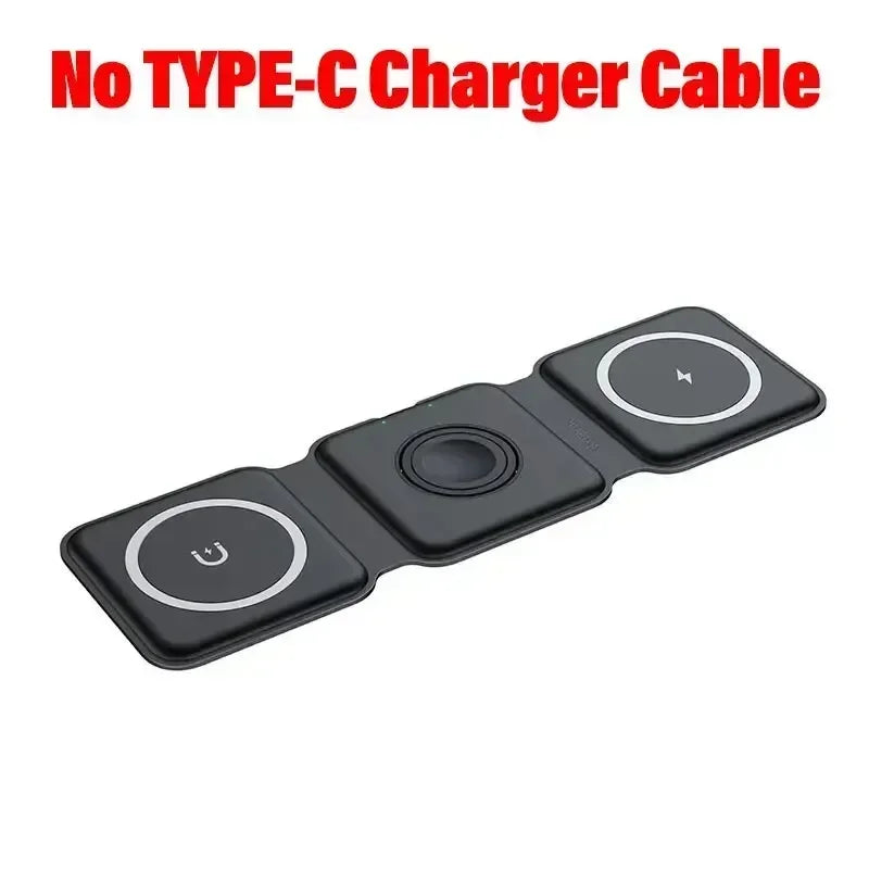 3 in 1 Magnetic Wireless Charger Dock Stand for MagSafe iPhone 16 15 14 13 12 Pro Max Apple Watch 10 9 8 7 AirPods Fast Charging