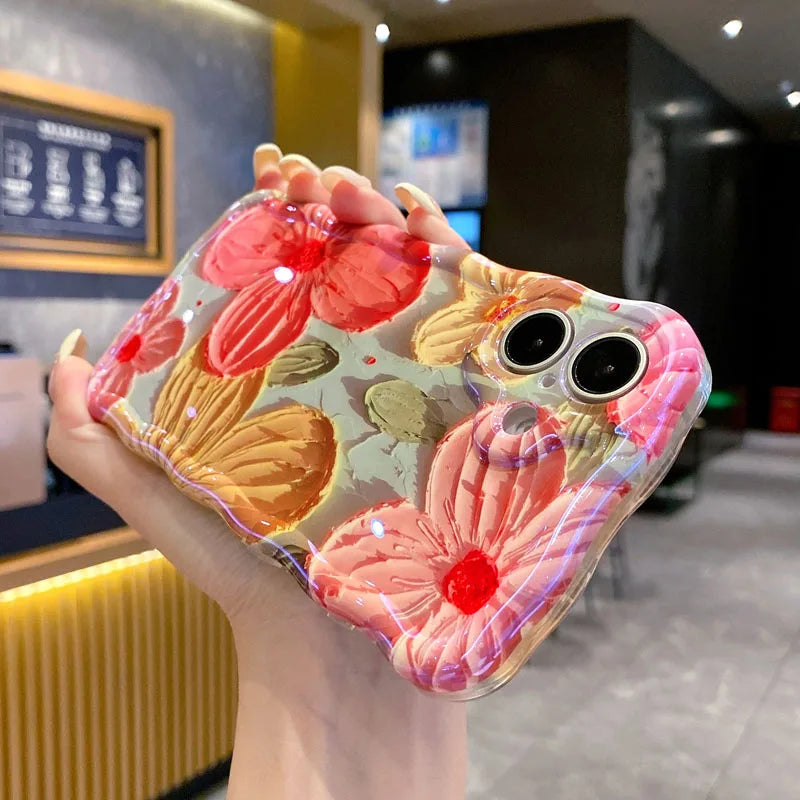 Luxury 3D Flower Anti Knock Back Case for iPhone 15 Pro Max 14 13 Pro Protective Cover for iPhone 16 Pro Max 15 14 13 12 11 Capa - iBrightCS