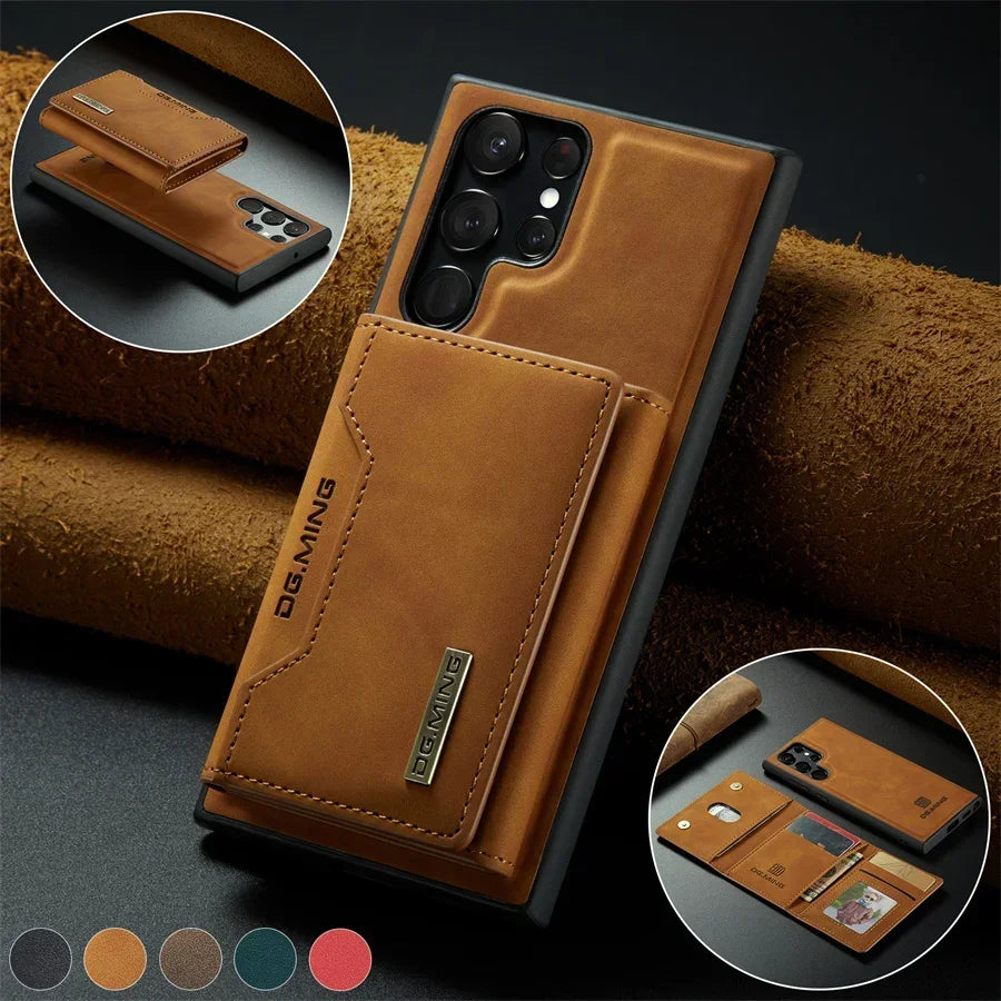 Luxury Magnetic Leather Wallet Case - Samsung Galaxy S25 Ultra S24 S23 S20 S21 S22 Plus Note 20