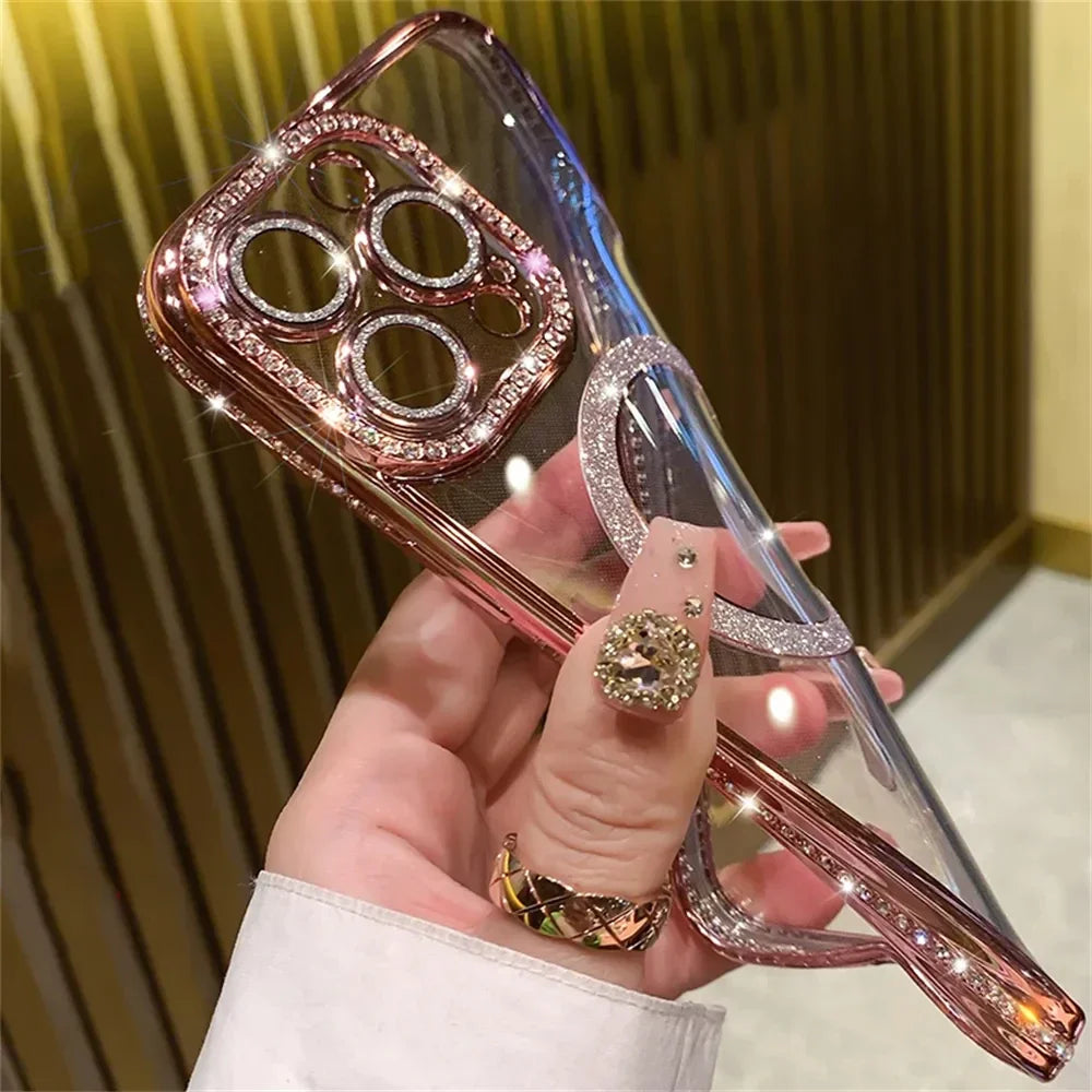 2024 New Fashion Glitter Diamond Transparent Case - iPhone 16 Pro Max
