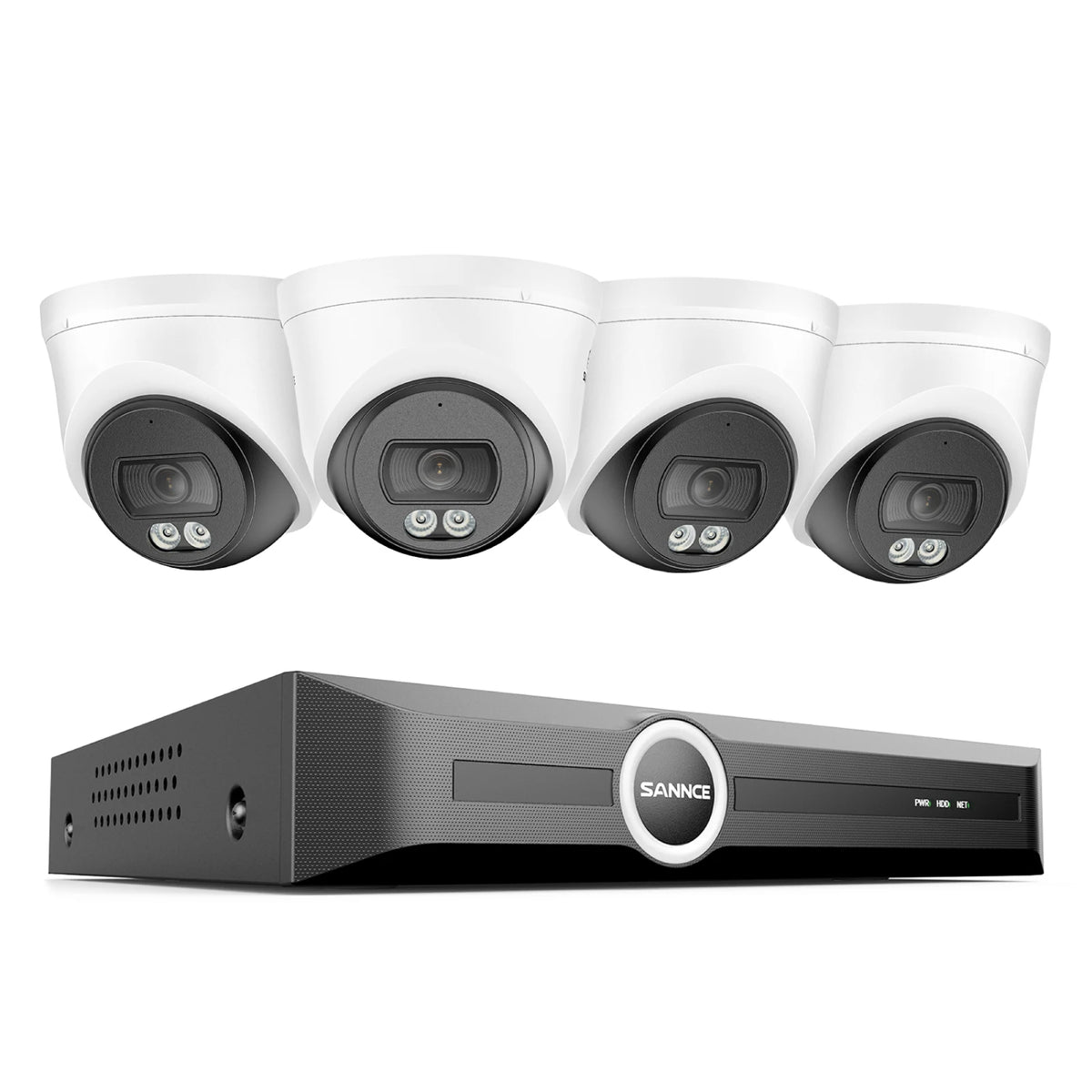SANNCE 8MP PoE Security Camera Outdoor, 8CH NVR with 2.8mm 4K Home Surveillance Cameras, H.265 Two-Way Audio, AI Human Vehicle Detection, 128° Dual Light Night Vision CCTV Surveillance Camera ONVIF