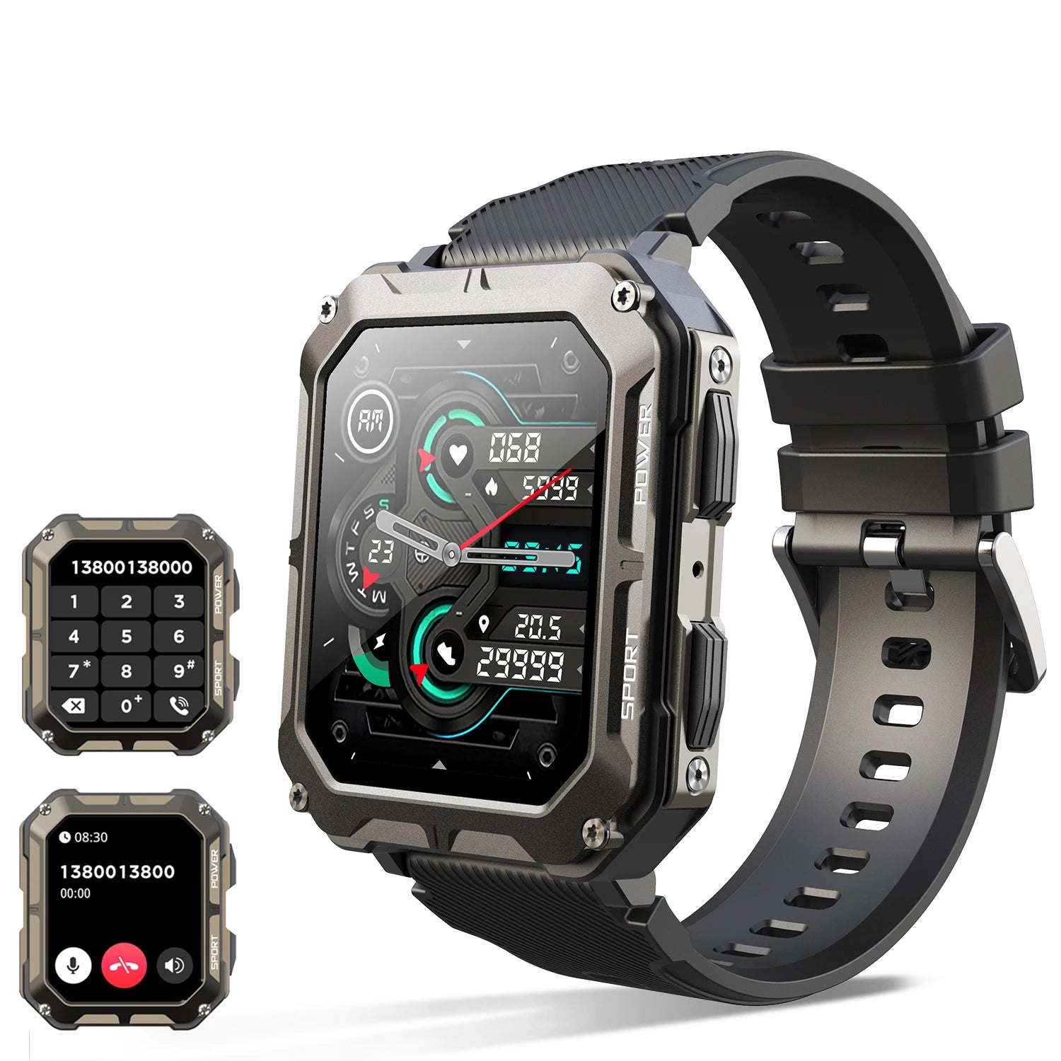 New C20 Pro Smart Watch Men Voice Assistant BT Wireless Call Business Outdoor Sports IP68 Waterproof Wristwatch For Android iOS - iBrightCS
