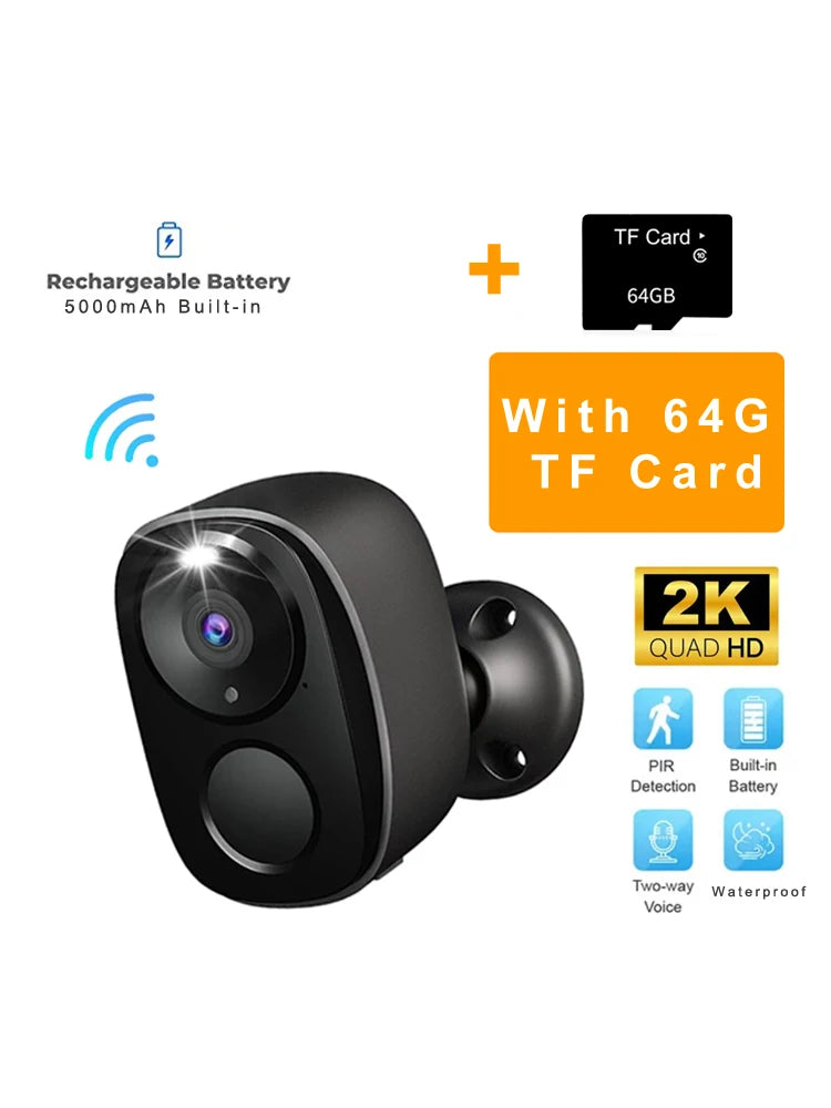 Security Cameras Wireless Outdoor, 2K Battery Powered WiFi Camera AI Motion Siren Spotlight, Color Night Vision, IP66 Waterproof - iBrightCS
