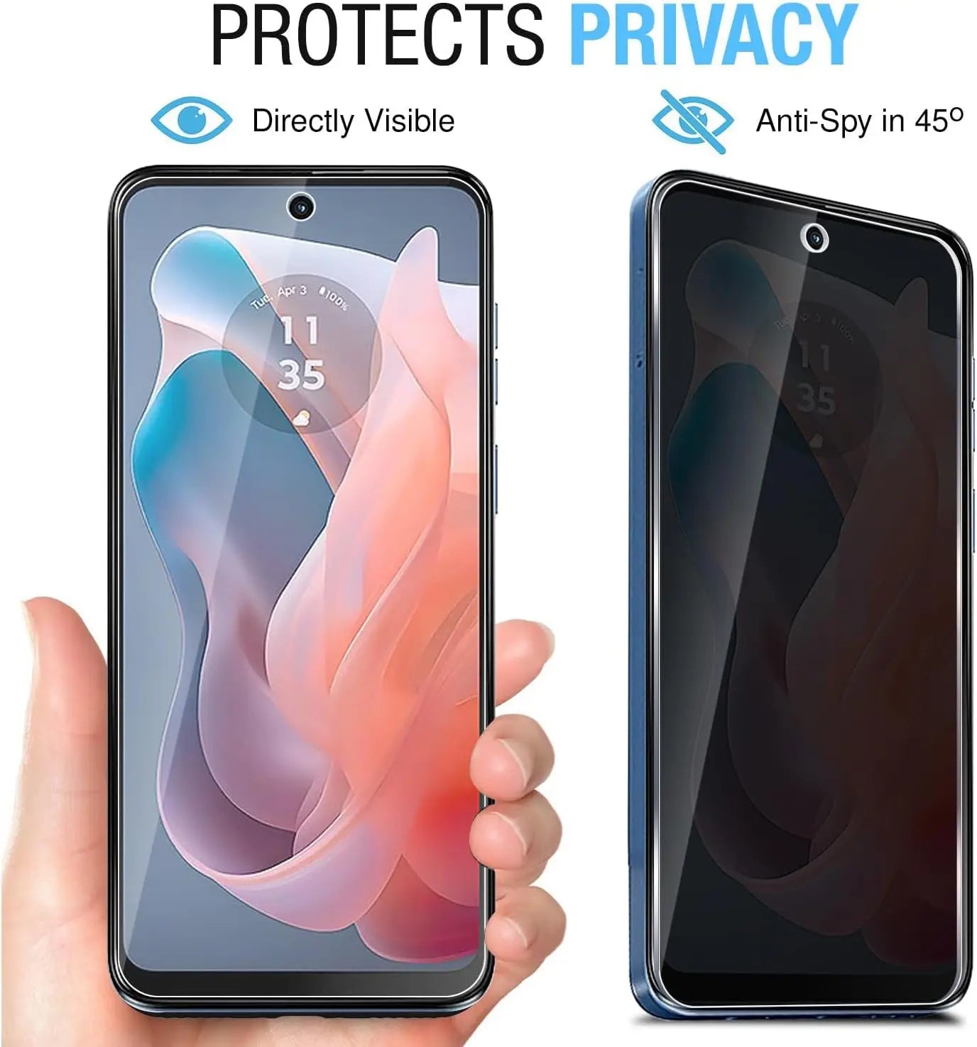 2 PACK Privacy Filter Tempered Glass Film AntiSpy Shield Screen Protector for Motorola Moto G Stylus 5G 2024