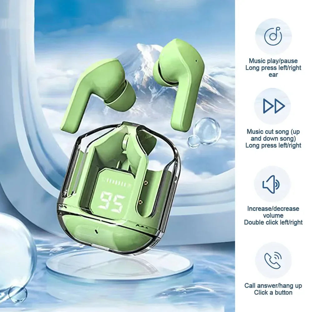 Transparent Bluetooth Headset Long Endurance Wireless Headphones Gaming Music Digital Display Headphones Noise Reduction