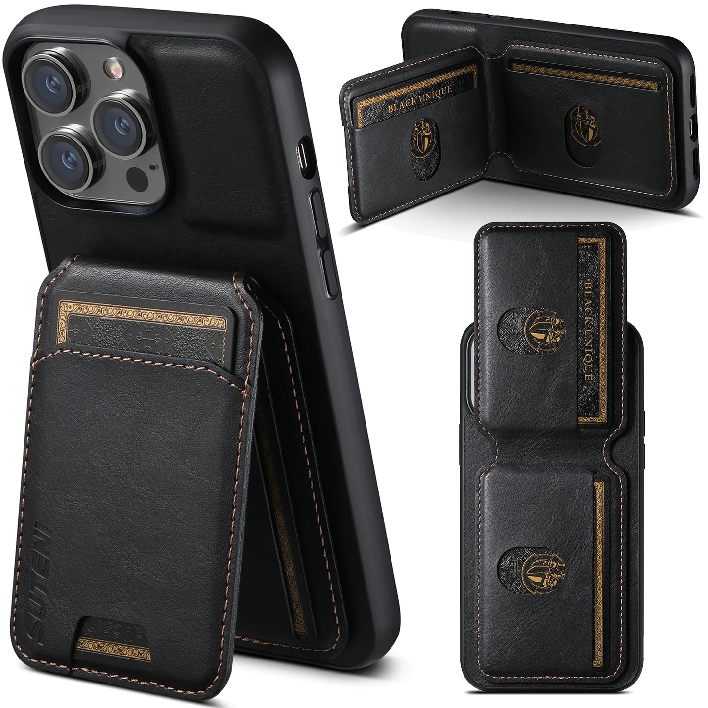 Luxury Leather Magnetic Case & Wallet - iPhone X XS XR 11 12 13 14 15 Plus 16 Pro Max