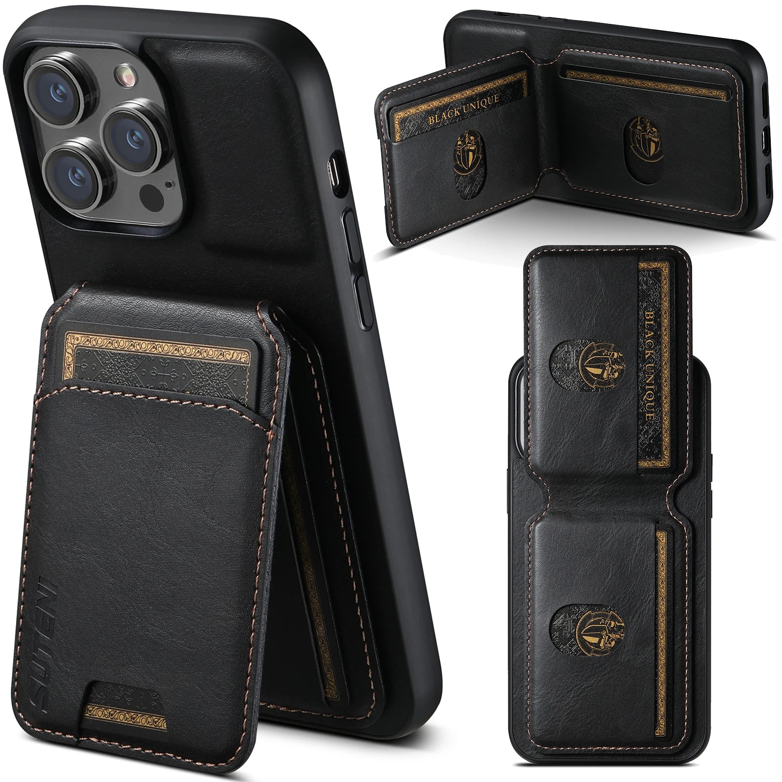 Luxury Leather Magnetic Case & Wallet - iPhone X XS XR 11 12 13 14 15 Plus 16 Pro Max