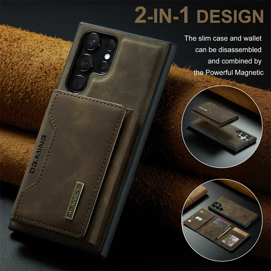 Luxury Magnetic Leather Wallet Case - Samsung Galaxy S25 Ultra S24 S23 S20 S21 S22 Plus Note 20