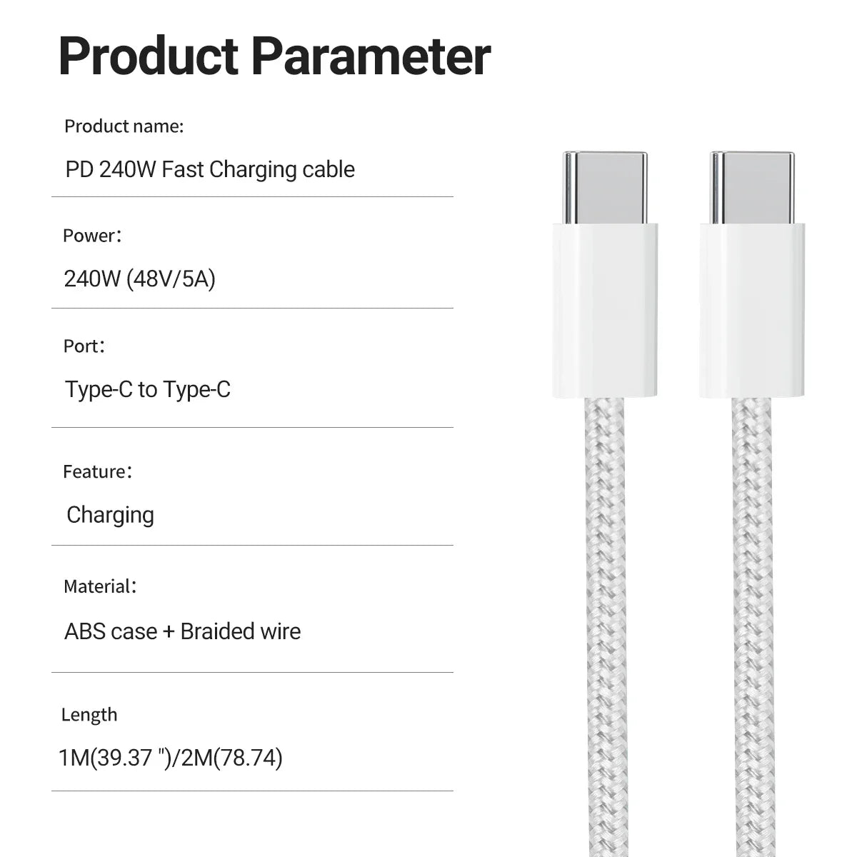 240W USB C to USB C Cable, USB C to Type C Fast Charging Cable for MacBook Pro, iPhone15/15Pro/15Plus/15ProMax, iPad Pro 2020