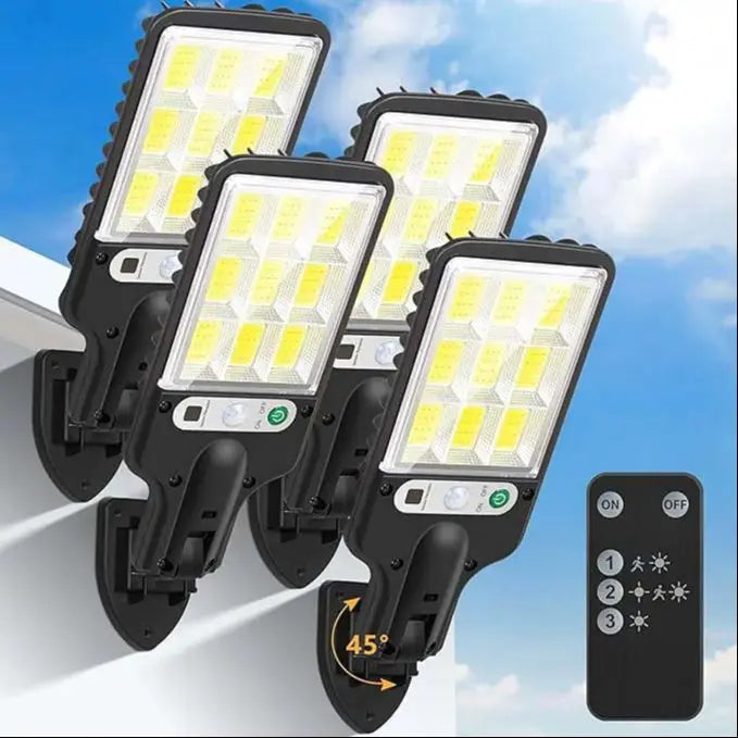 4 pc Solar Outdoor LED Wall Light with Human Body Waterproof Induction for Garden Terrace Garage Courtyard and Street Lighting - iBrightCS