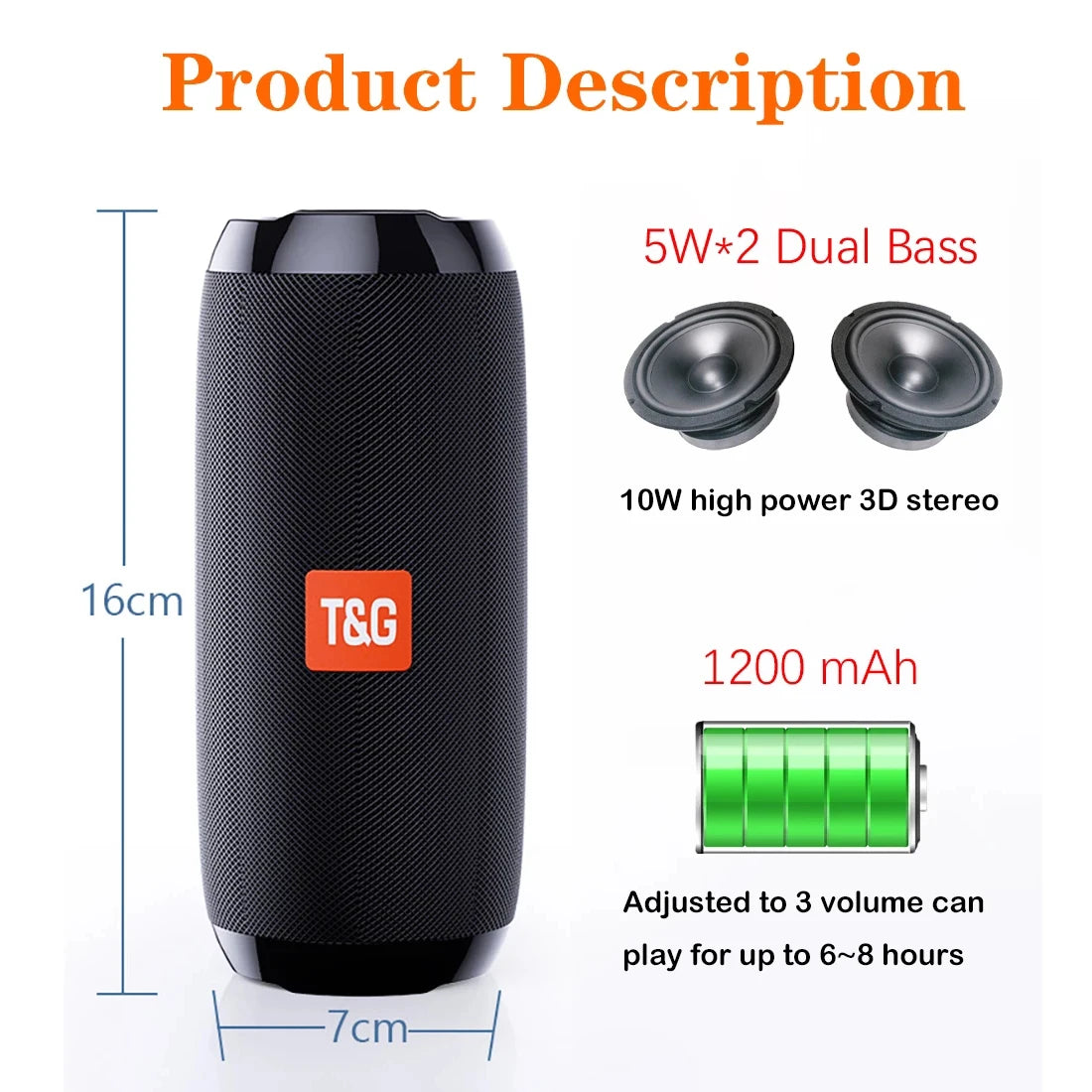Portable Wireless Bluetooth Speaker Blutooth Music Sound Box For Caixa De Som Blootooth Subwoofer Radio FM Handfree Bass System - iBrightCS