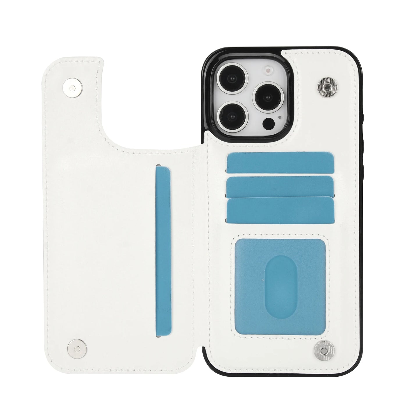 Leather Case Kickstand Card Holder - iPhone 16 15 14 13 12 11 Pro Max