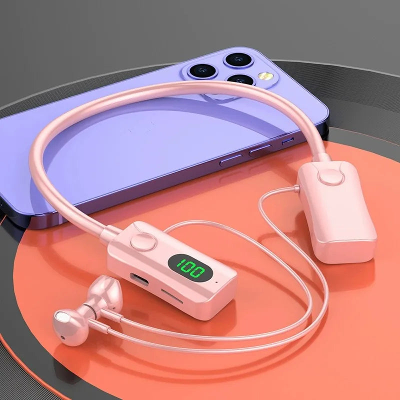 Bluetooth 5.4 Headphones Wireless Neckband Earphones HiFi Stereo Noise Reduction Headsets LED AI Assistant Waterproof Earbuds - iBrightCS