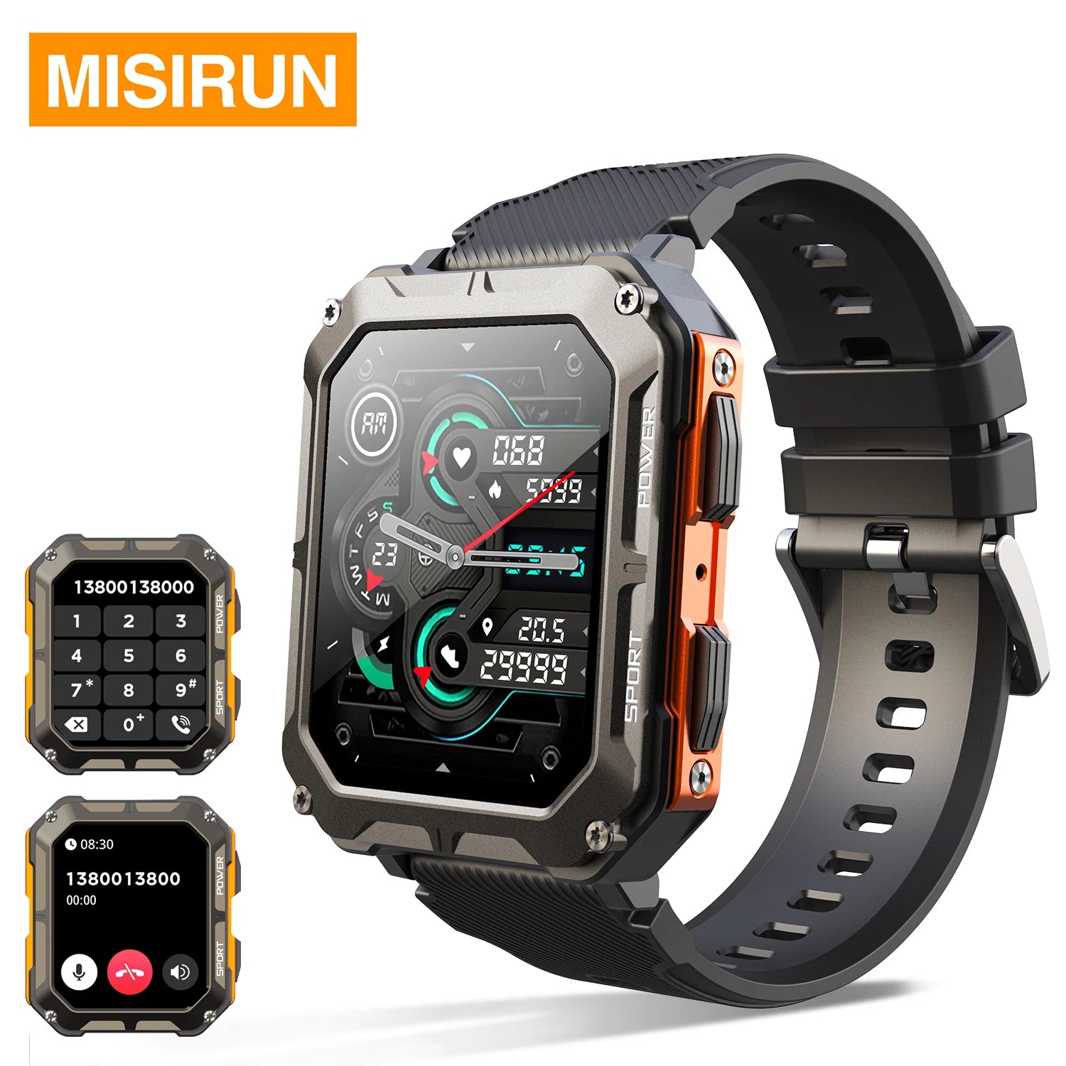 New C20 Pro Smart Watch Men Voice Assistant BT Wireless Call Business Outdoor Sports IP68 Waterproof Wristwatch For Android iOS - iBrightCS