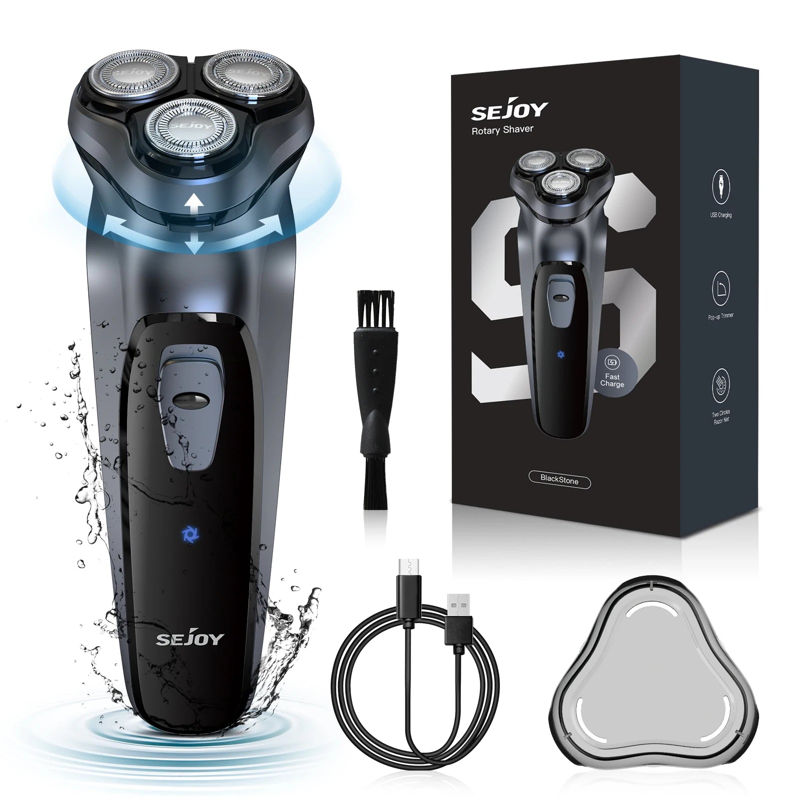 Sejoy Electric Razor for Men Rechargeable Electric Shavers Rotary Portable Travel Razor Idea Gift Beard Trimmer