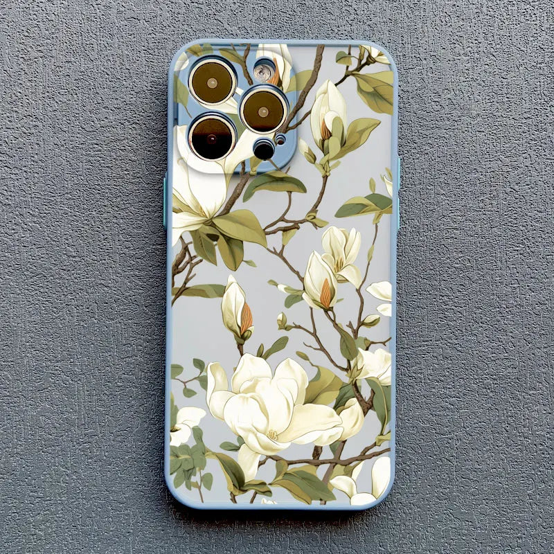 Magnolia Flower Phone Case For iPhone 13 12 11 Pro Max Mini 16 15 14 Plus Pro Max X XR XS SE2 8 7 Plus Shockproof Back Covers