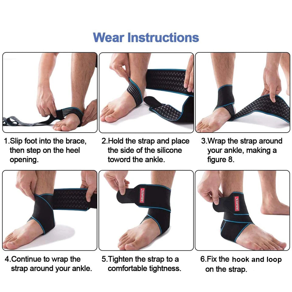 AOLIKES 1 PCS Elastic Silicone Ankle Support Brace Strap Basketball Football Ankle Brace Wraps, Adjustable Ankle Stabilizer - iBrightCS