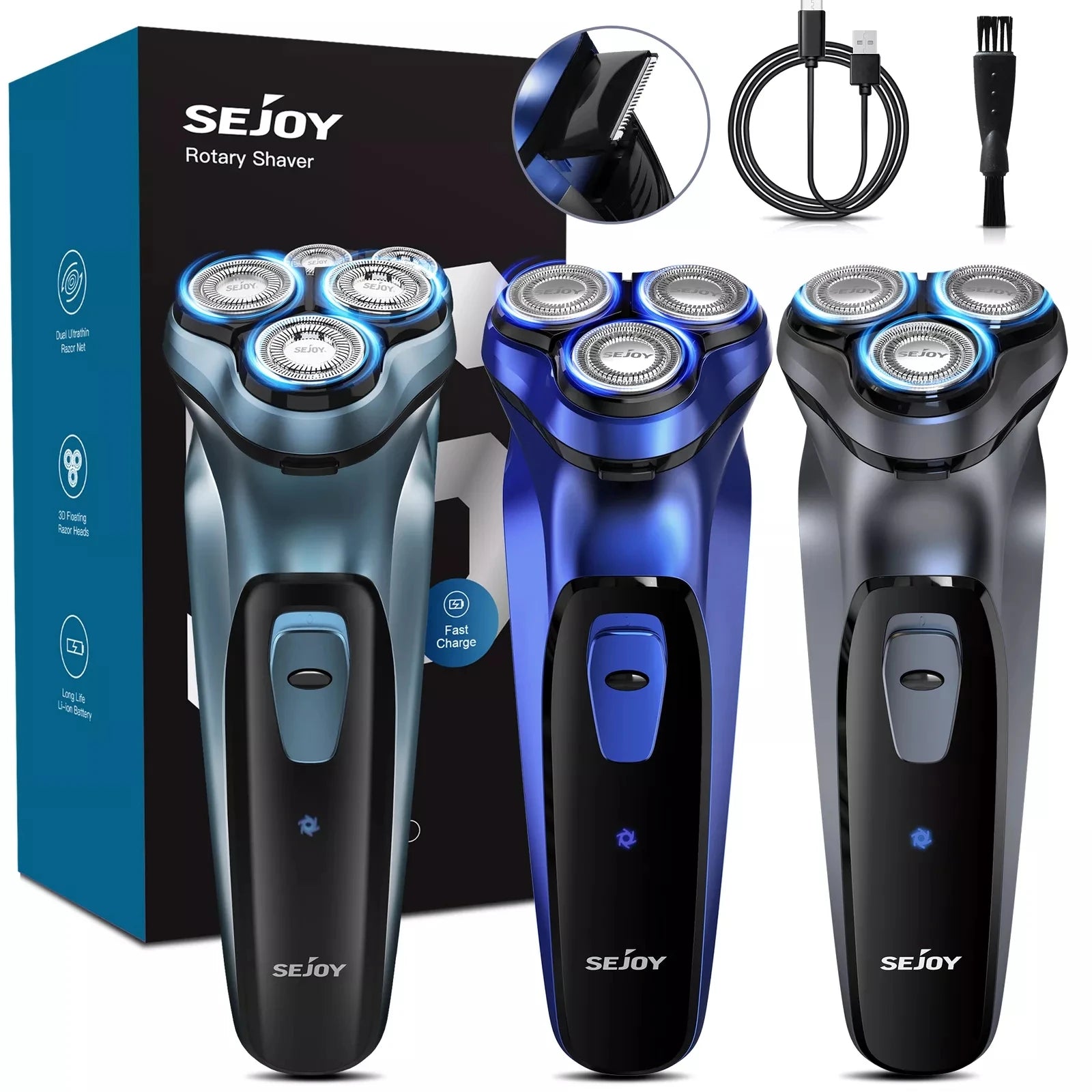 Sejoy electric razor for men rechargeable rotary shaver