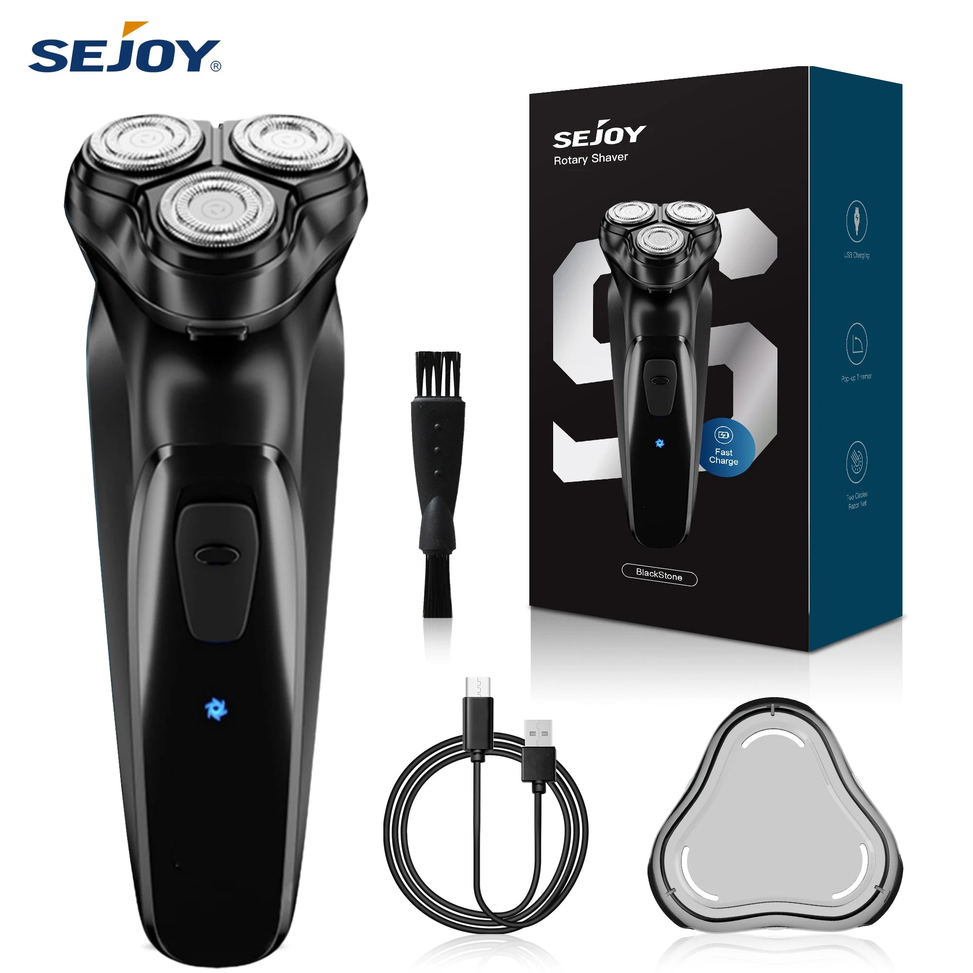 Sejoy portable electric shaver with built-in beard trimmer