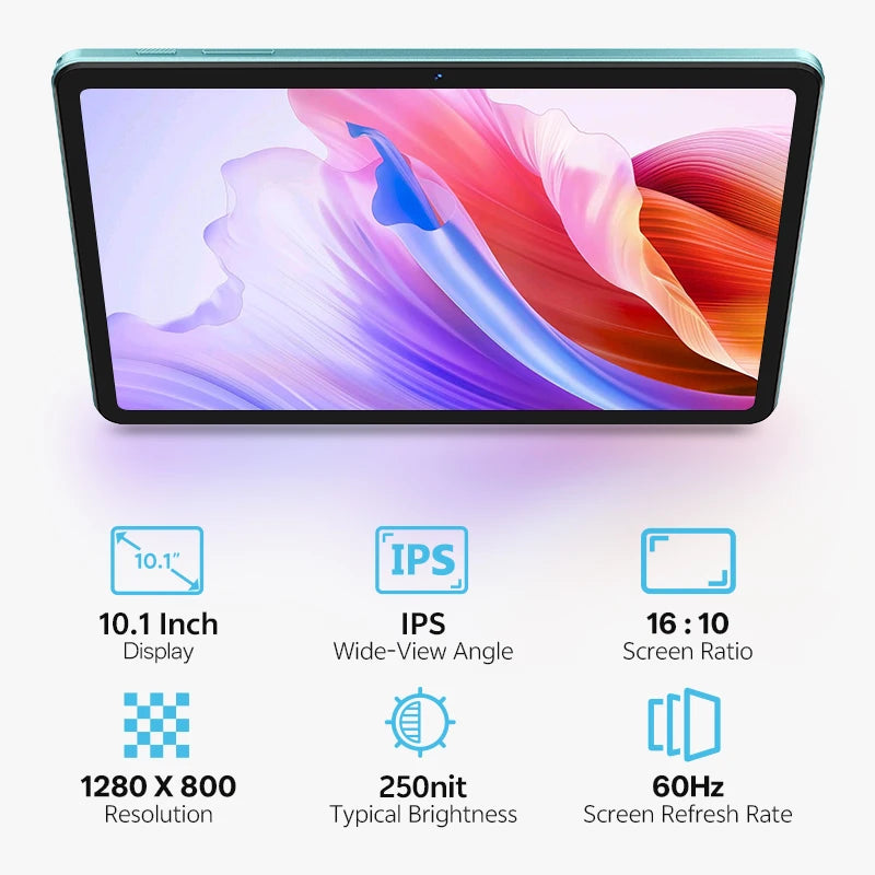 SVITOO Tablet 2026 Android 16 10.1 Inch IPS HD Screen Unisoc T7250 Octa-Core Processor 4GB Physical RAM + 16GB Virtual RAM 128GB ROM 1TB Expandable 6600mAh Battery 2.4GHz 5GHz WiFi 5 Bluetooth 5.0 GPS Widevine L1 With Case Tablets For Kids Adults