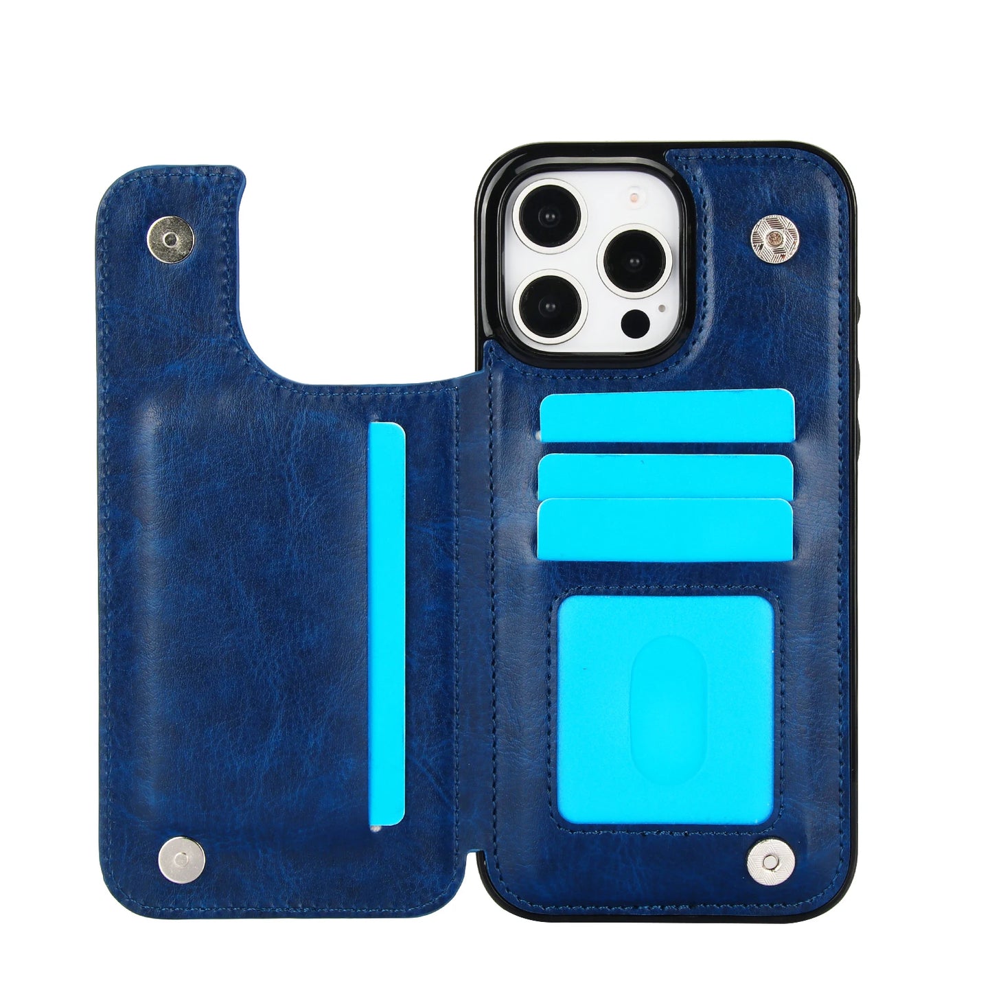 Leather Case Kickstand Card Holder - iPhone 16 15 14 13 12 11 Pro Max