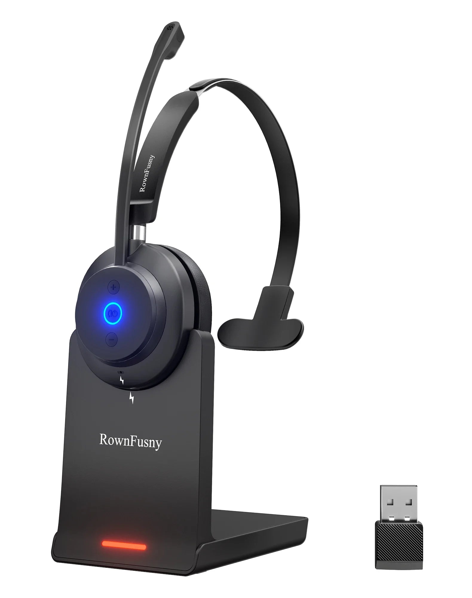 Rown Fusny Call Center Wireless Headset Bluetooth 5.3 Computer Headphones Bluetooth Headsets with USB Noise Reduction Mic R03