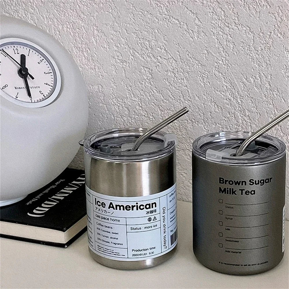 Double-layer Coffee Cup Thermos Cooler Straw Cup Portable Reusable - iBrightCS