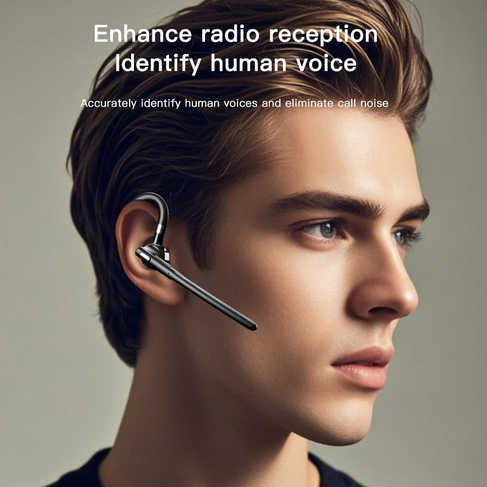 Wireless Bluetooth 5.4 Headset Ear-hook Single Ear Driving Headphone With Dual-Mic CVC8.0 Noise Cancelling Handsfree Earphones - iBrightCS