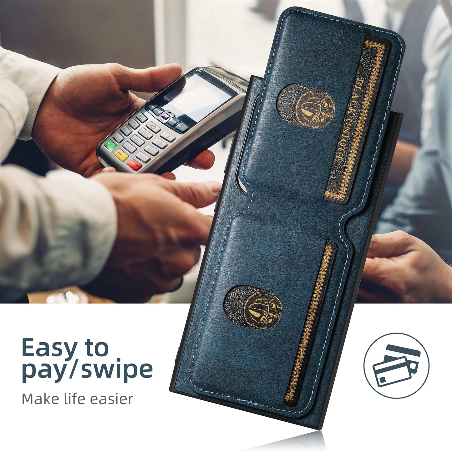 Leather Card Holder Phone Case Wallet - Samsung Galaxy S & N Series