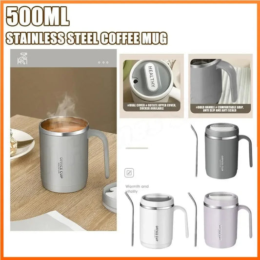Thermos Coffee Mug with Straw