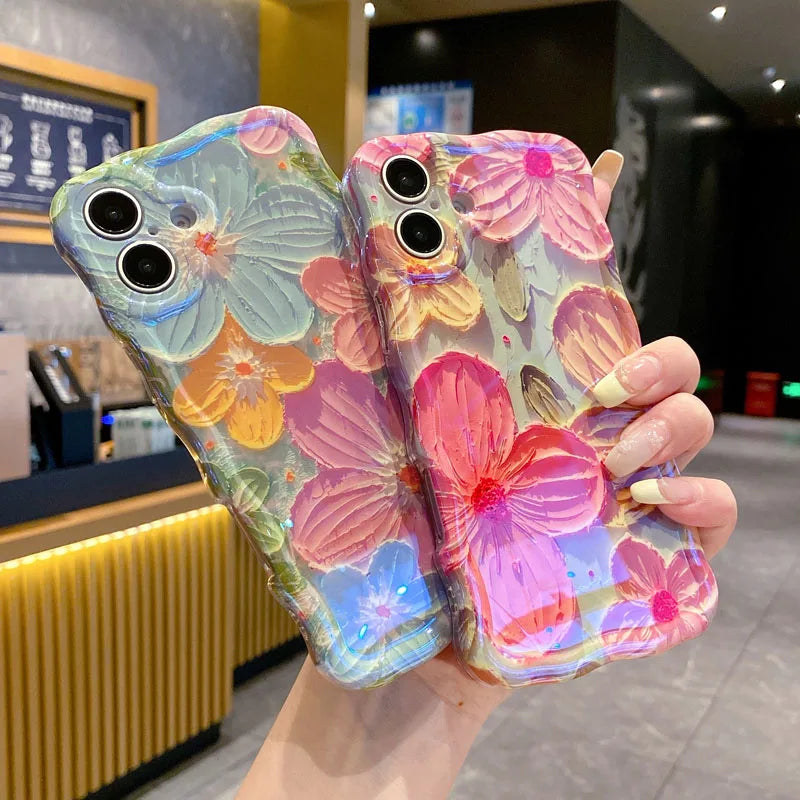 Luxury 3D Flower Anti Knock Back Case for iPhone 15 Pro Max 14 13 Pro Protective Cover for iPhone 16 Pro Max 15 14 13 12 11 Capa - iBrightCS