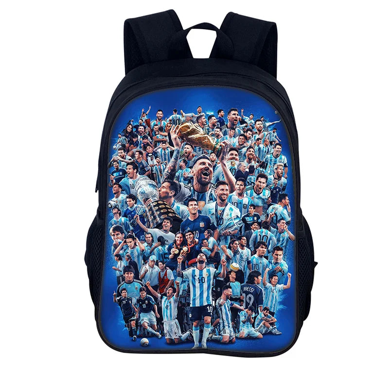 3 pcs set Football Star Child School Backpack with Lunch Bags Pencil Bags School Bags For M-Messis Boys Girls Best Gift