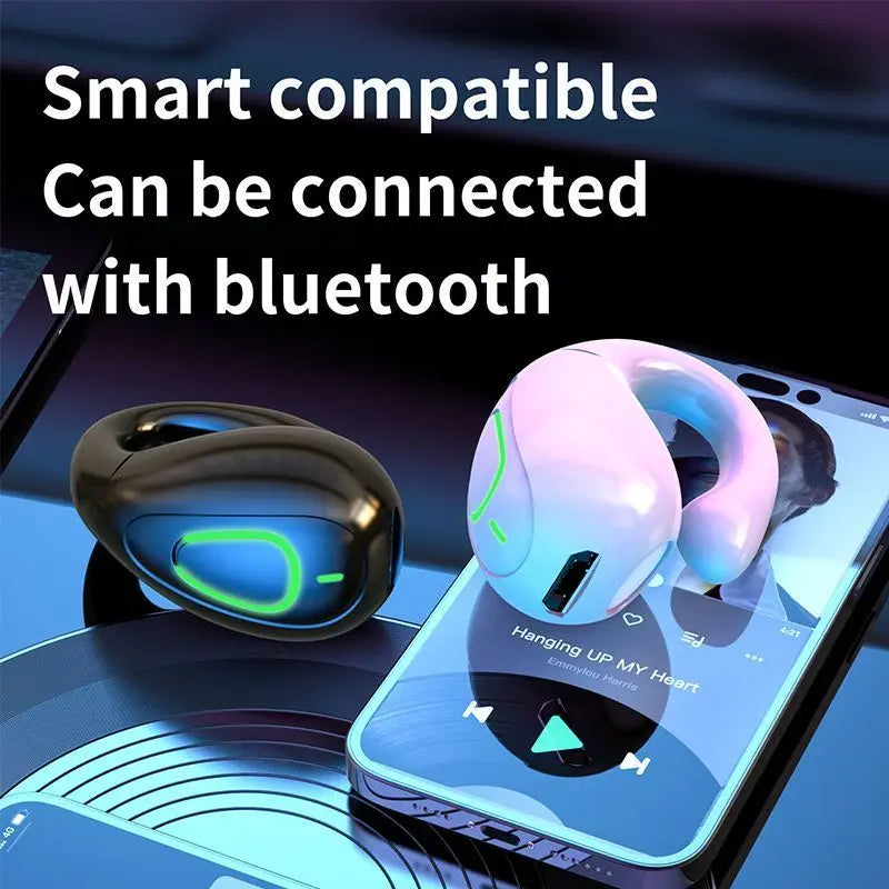 Mini Ear-Clip Wireless Headset HIFI Bass Music Earring Bluetooth Earphone Single Sport Headphone With Mic Touch Business Earbud