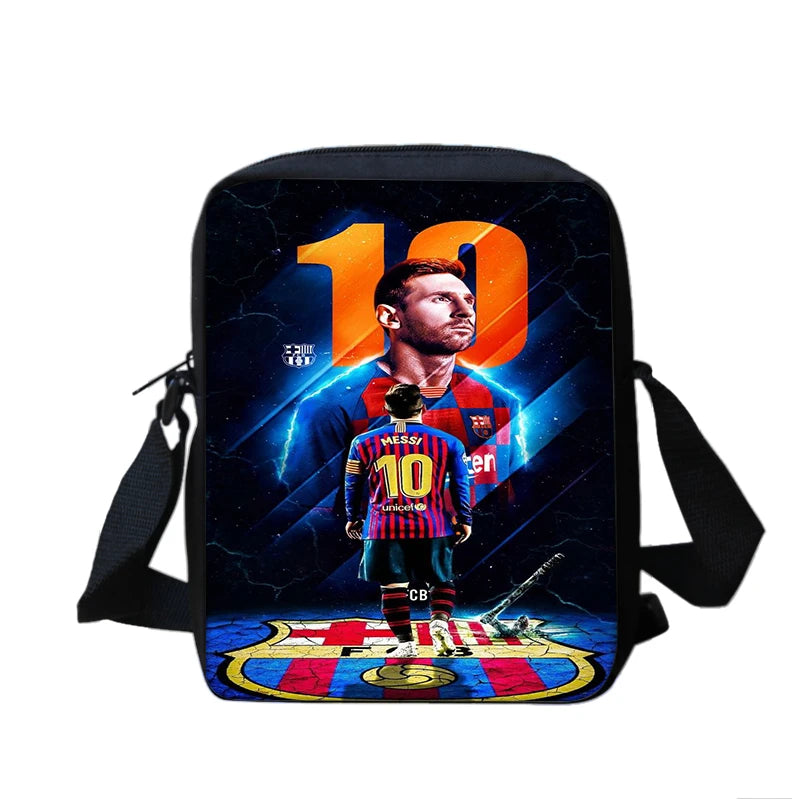 3 pcs set Football Star Child School Backpack with Lunch Bags Pencil Bags School Bags For M-Messis Boys Girls Best Gift
