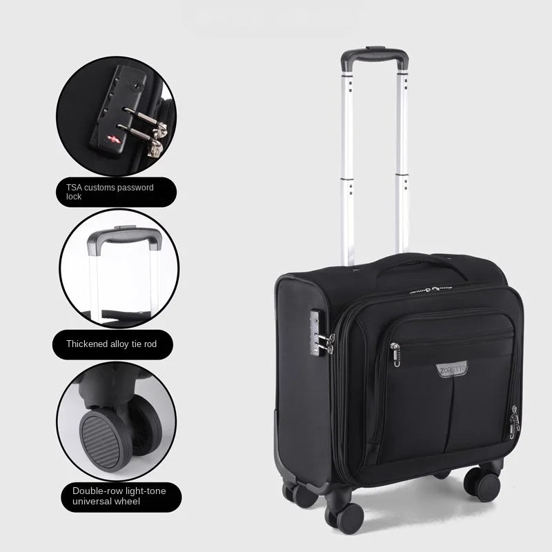 Oxford Cloth Luggage 20 Inch Compact Luggage Carrier Business Trolley Lightweight Suitcases Durable Compact Travel Suitcase