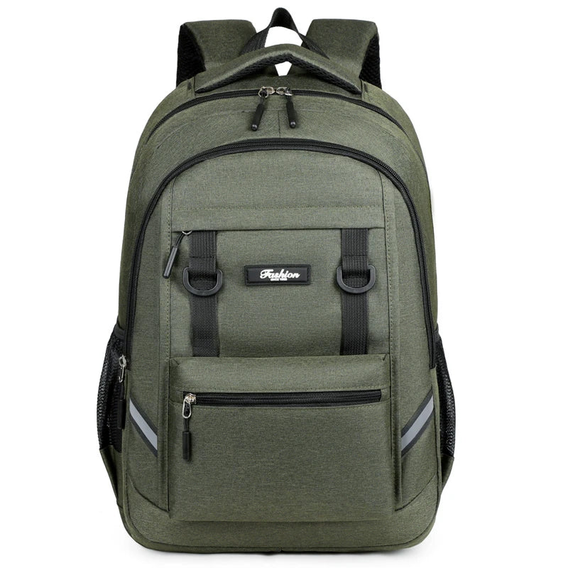 Stylish large-capacity backpack with multiple pockets, equipped with a laptop compartment and adjustable shoulder straps, perfec