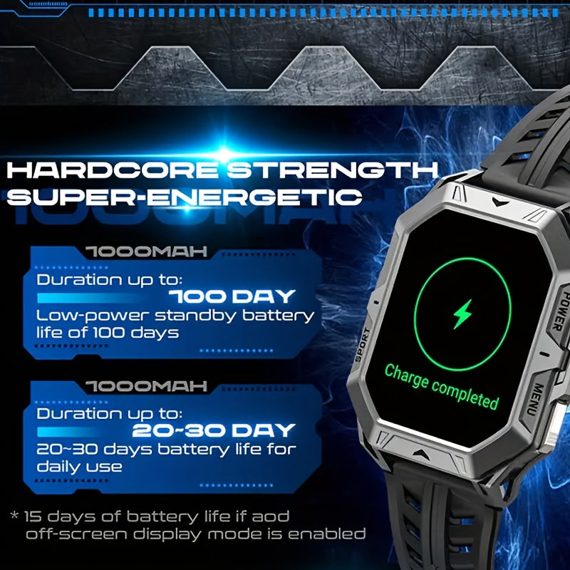 YAOCX 2025 New Men's Outdoor Sports Smartwatch with 2.13-inch High-definition AMOLED Screen, 100+sports Modes, 1000mAh Large Battery for Long Battery Life, IPX8 High Quality, Zinc Alloy Body, Built-in Compass/barometer/altime - iBrightCS