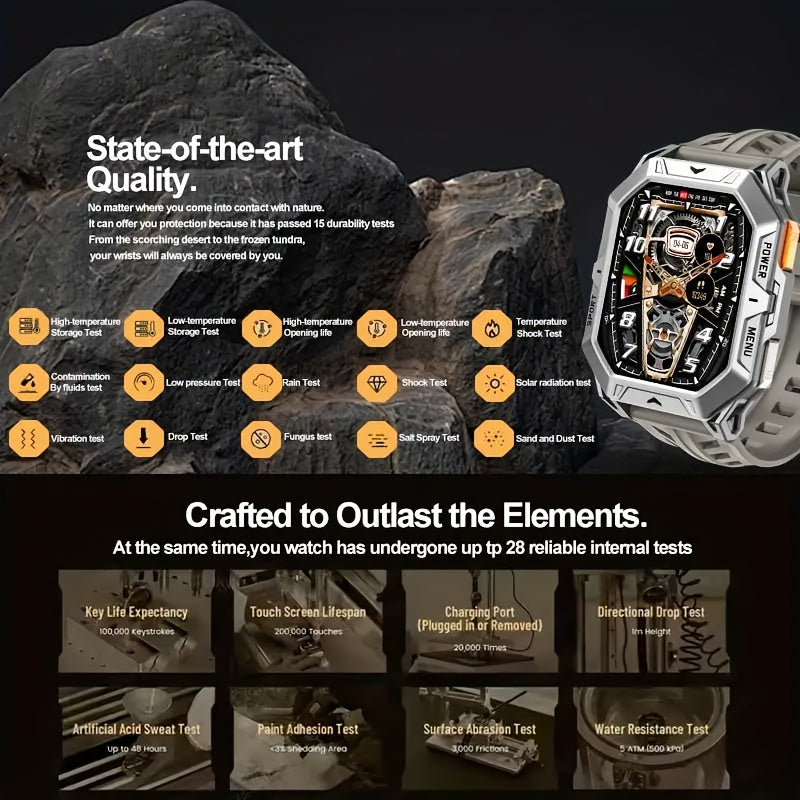 YAOCX 2025 New Men's Outdoor Sports Smartwatch with 2.13-inch High-definition AMOLED Screen, 100+sports Modes, 1000mAh Large Battery for Long Battery Life, IPX8 High Quality, Zinc Alloy Body, Built-in Compass/barometer/altime - iBrightCS